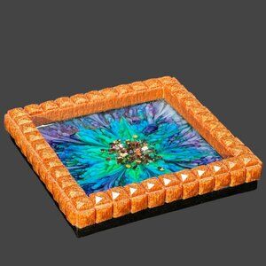 Dark Bloom with Copper Crystal Gem Edge Trinket Dish | Ring Dish